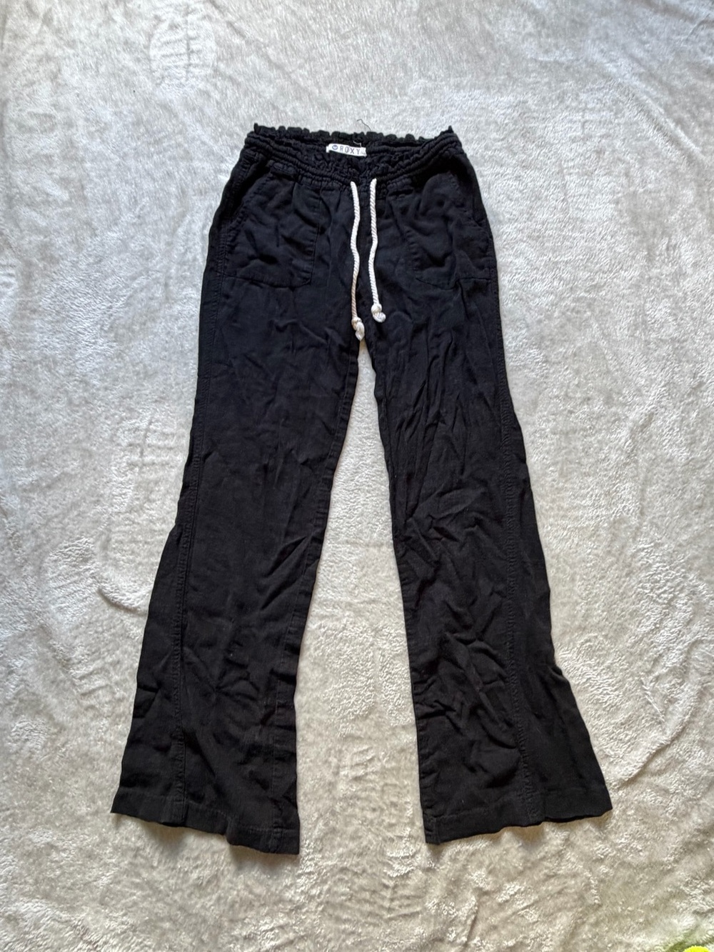 Roxy Black Wide-Leg Drawstring Pants